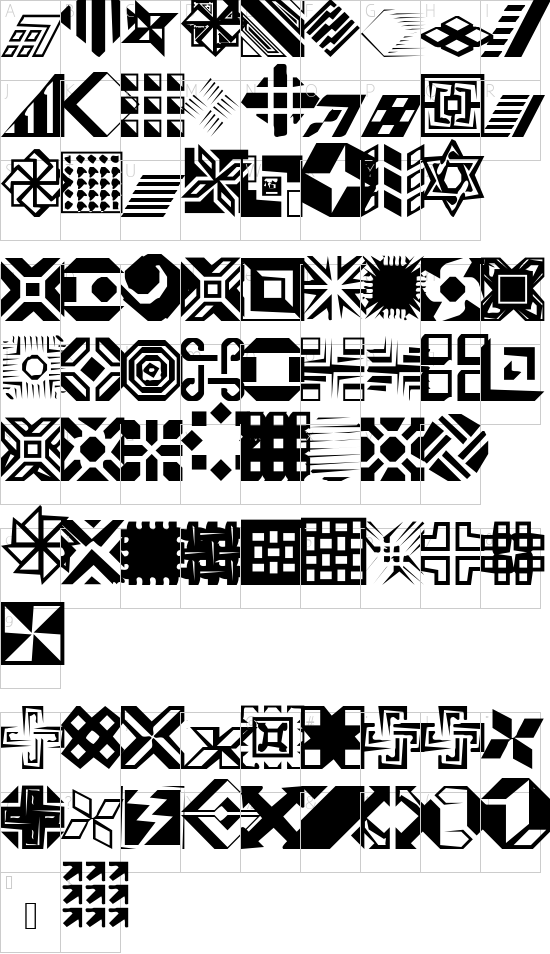 CarrDingbats1 Regular font character map