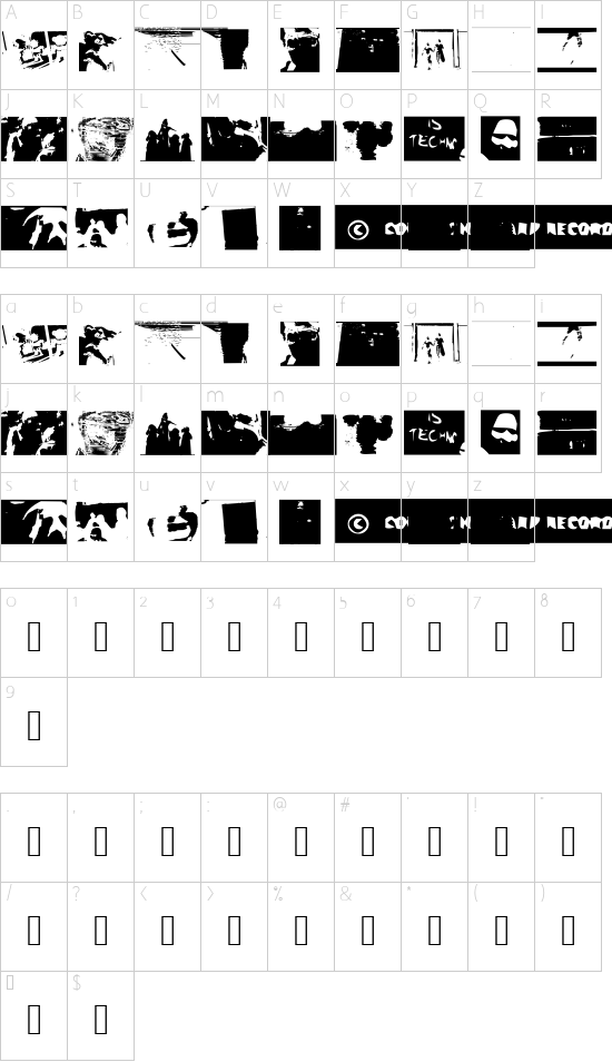 Come To Fonty font character map