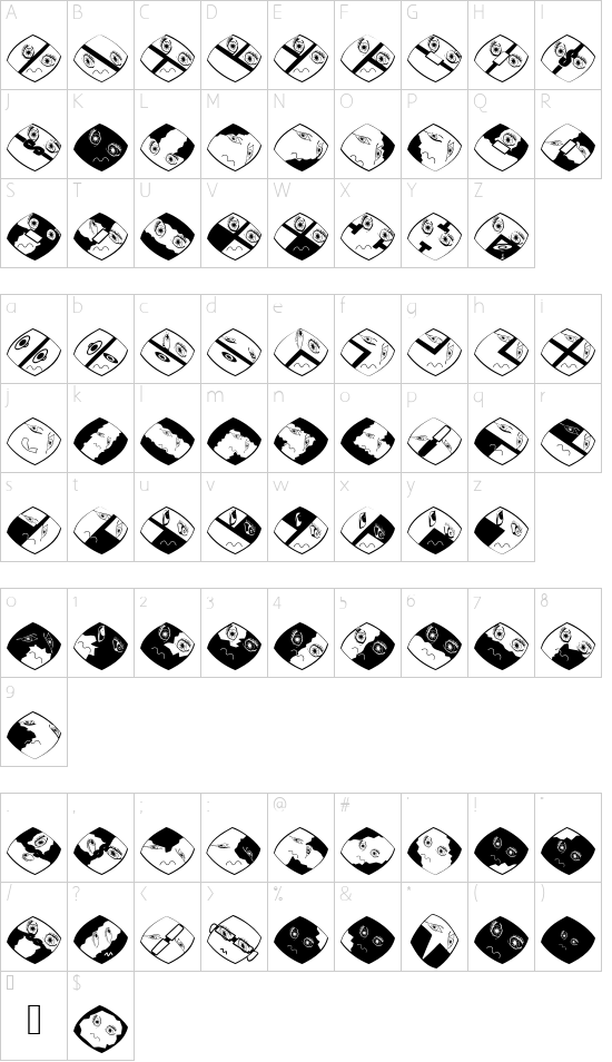 FaceLaboratory font character map