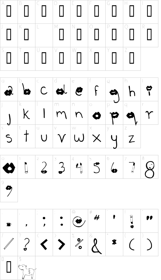 coffee talk font character map