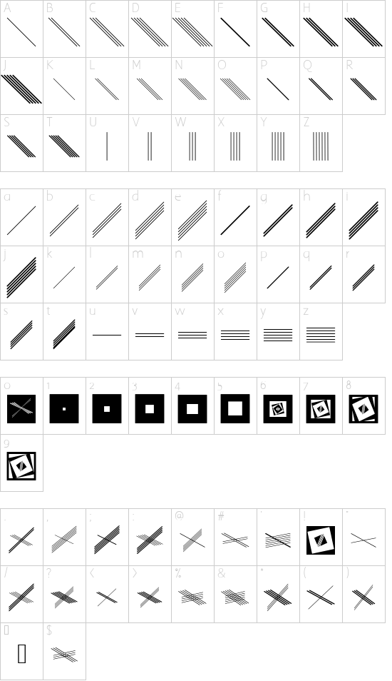 GalleriaGeometricaA font character map