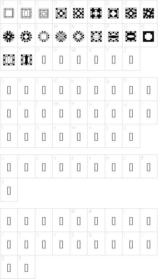 HDGEMS9 font character map