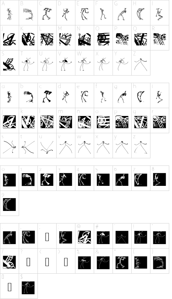 HotJuly font character map