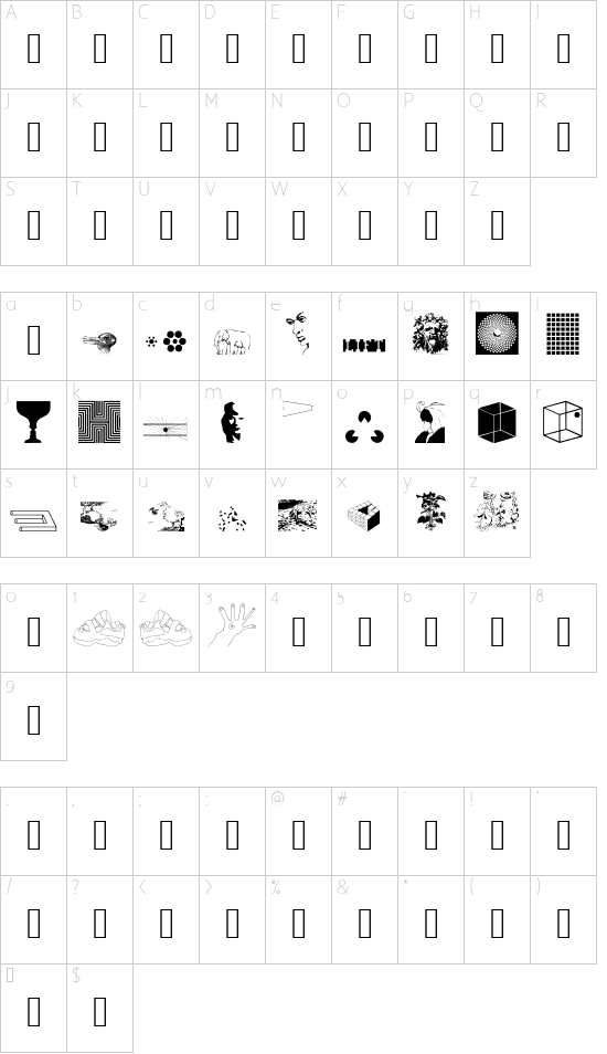 Use Your Illusion font character map