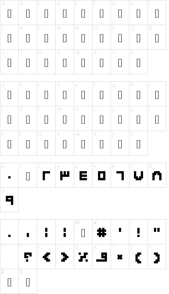 Kufigraph font character map