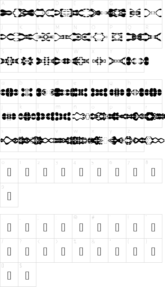 LaMorte11 font character map