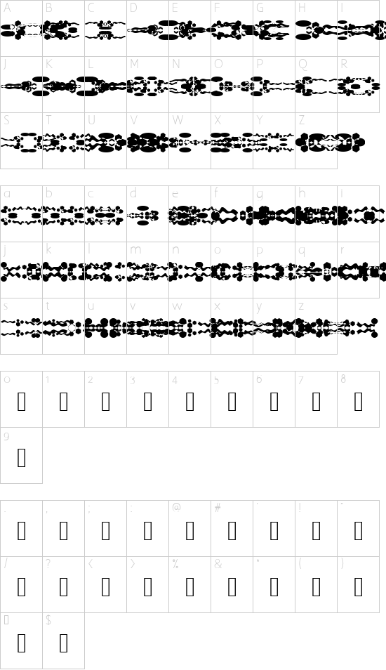 LaMorte12 font character map