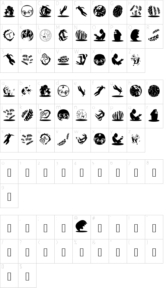 MKSilhouettaRound font character map