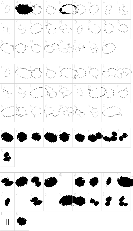 MankBalloons font character map