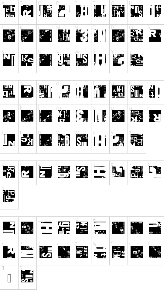 NewsRoar font character map