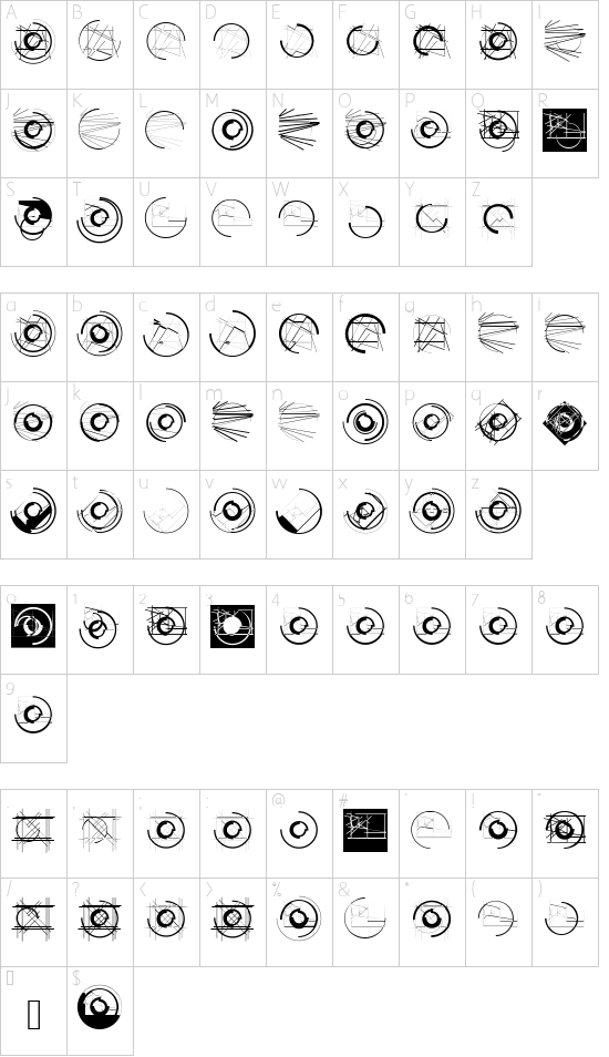PostConstructivism font character map