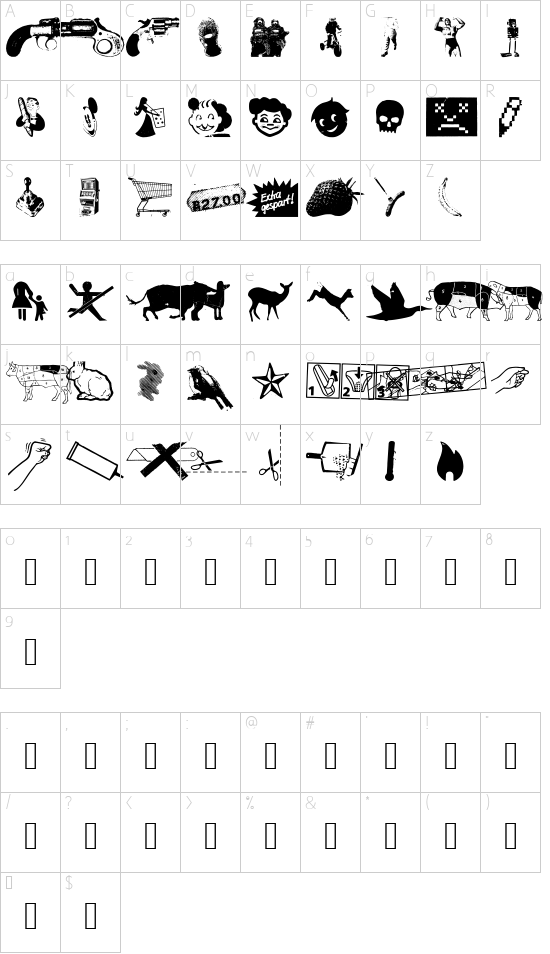 REconstructDing-Regular font character map