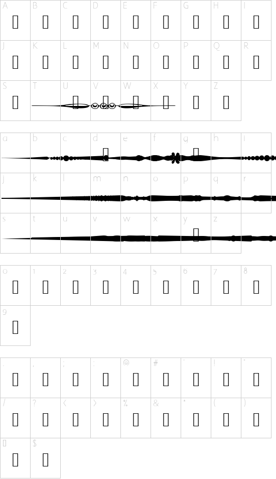 SLDividersRegular font character map