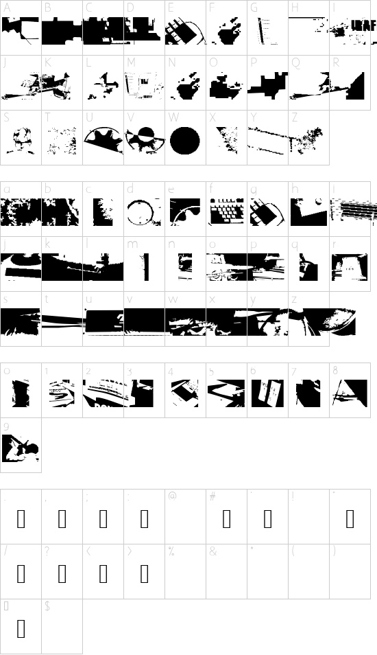 techneck font character map