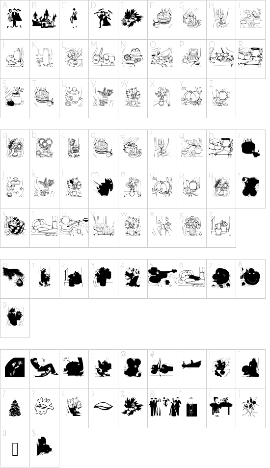 ThingsAndSomethings font character map