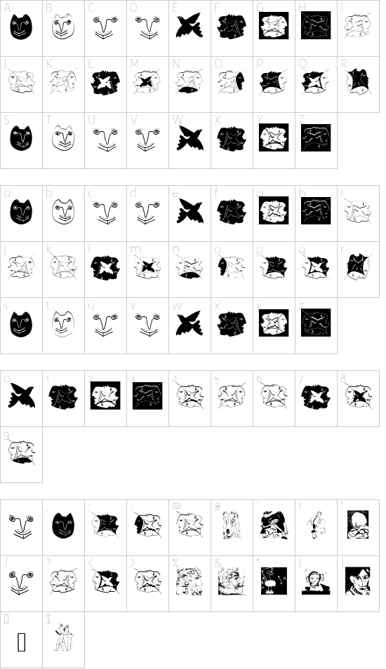 VariationsForPablo font character map