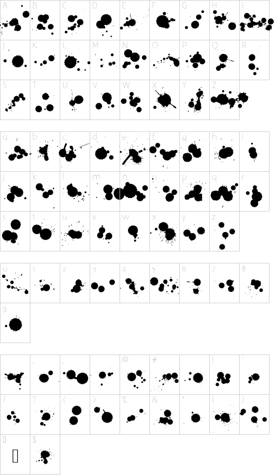 WCRhesusBBta font character map