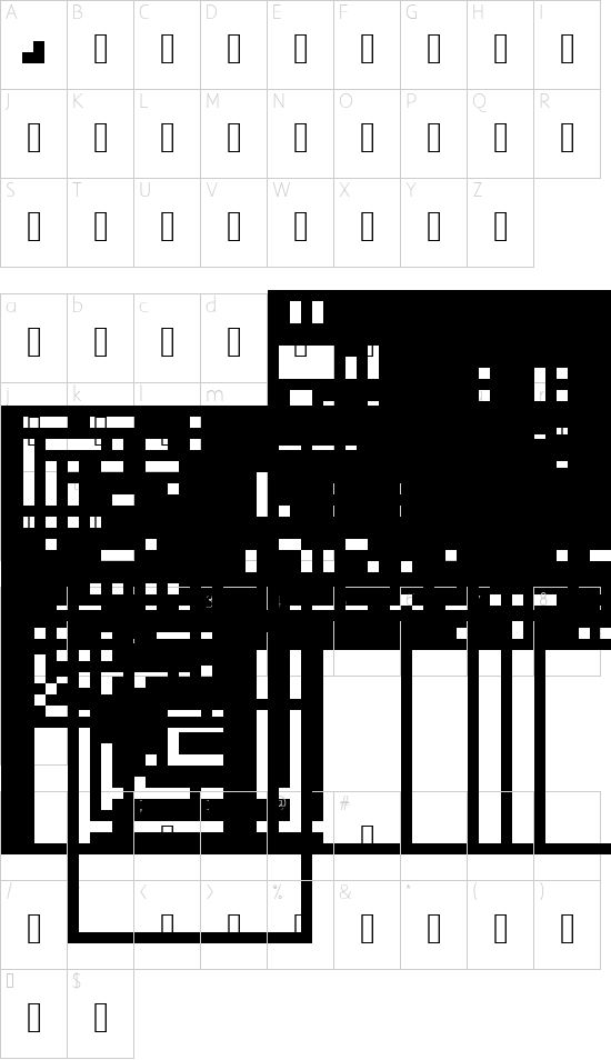 brontfak Regular font character map