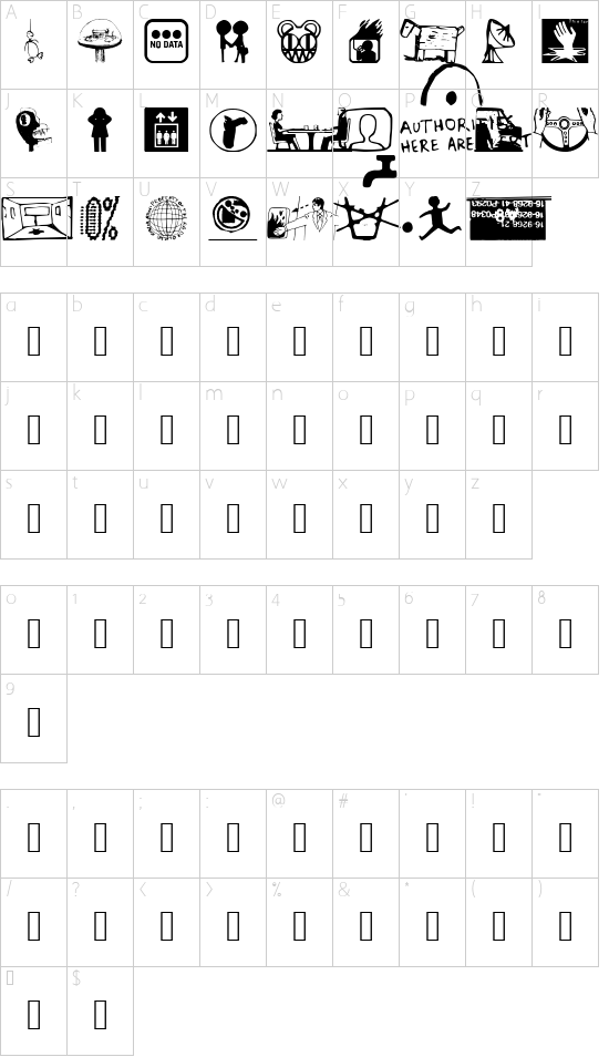 kil_me_sarah font character map
