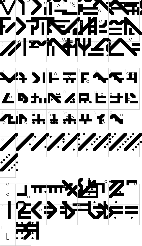 Rassanyan Regular font character map