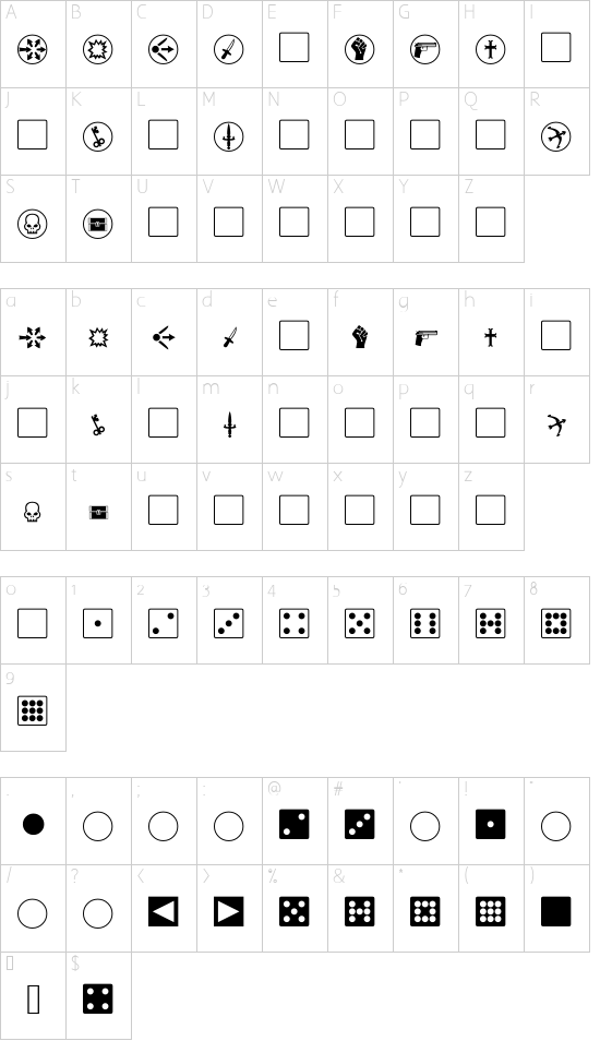 4EDings font character map