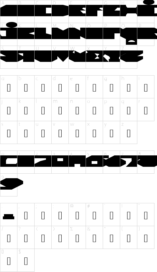 00ne Nutech BLACK Regular font character map