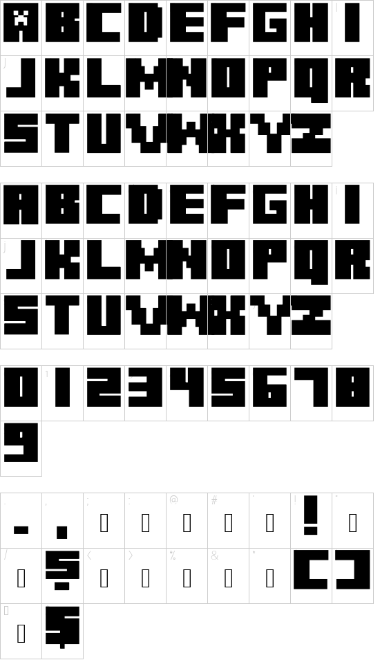 LogoCraft font character map