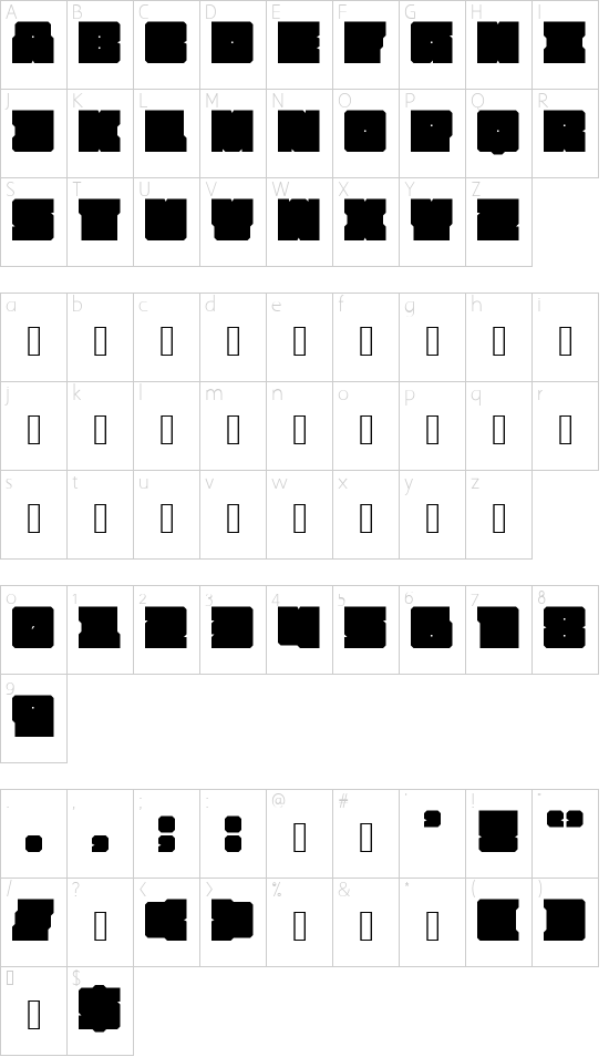 FATEX Regular font character map