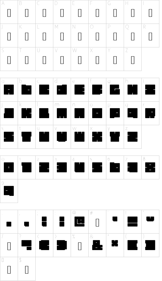 IR Fritz The Fat Regular font character map