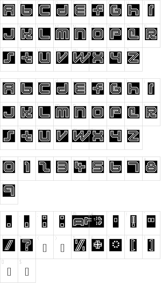LunaEclipsed  font character map