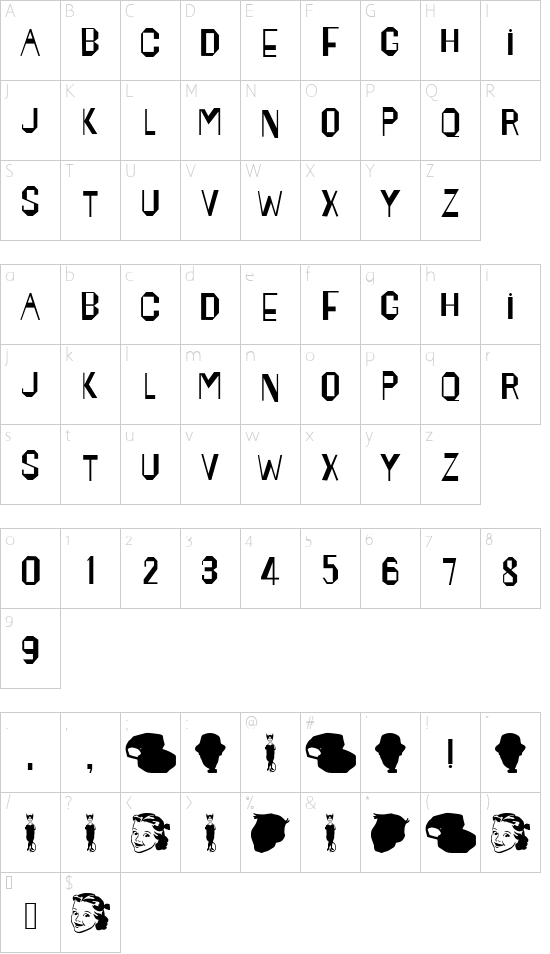 Maynard font character map