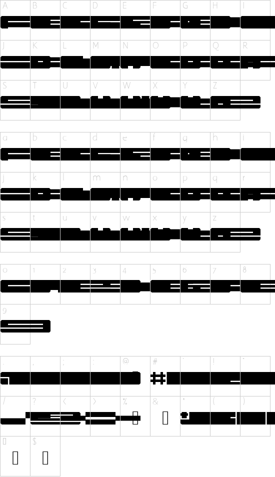 mind_subspace font Regular font character map