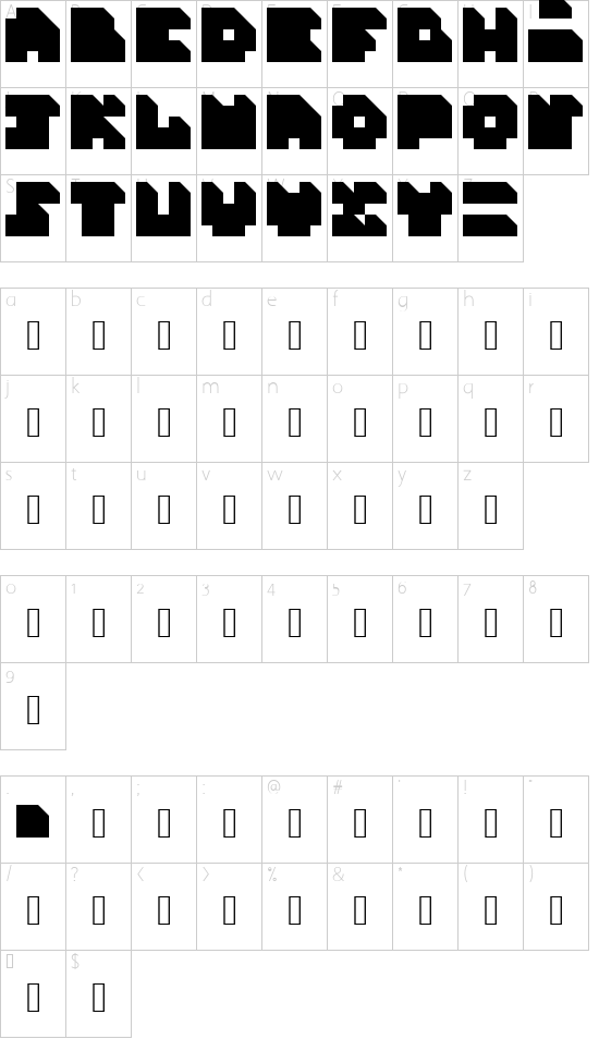 N.E. Tridix 2 Regular font character map