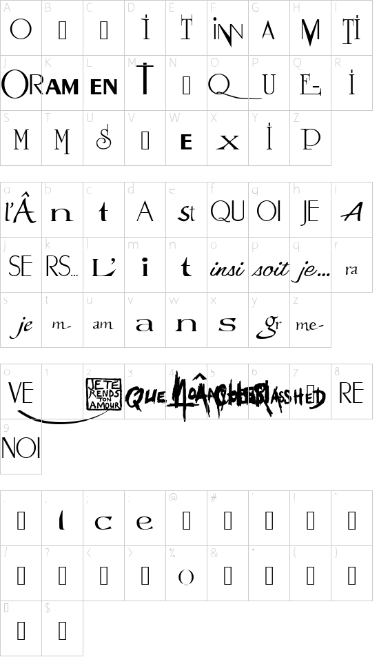 LogosMyl font character map