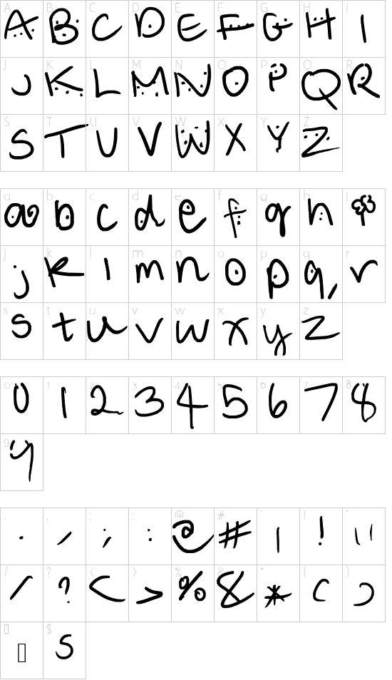 123 font character map