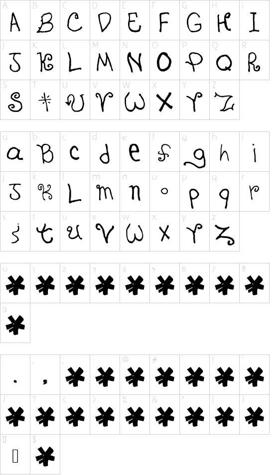 CRAMPED font character map
