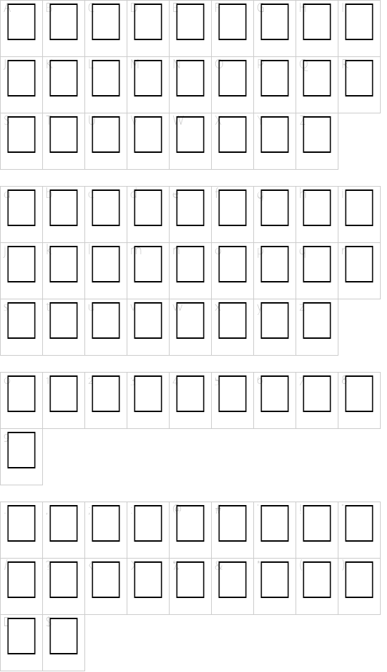 Wrenn Initials Light font character map