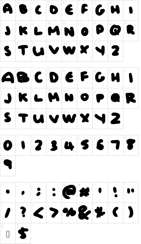 bubbly limit font character map