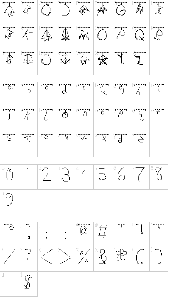 grapevine Regular font character map