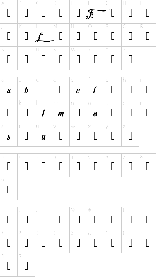 Appleton font character map