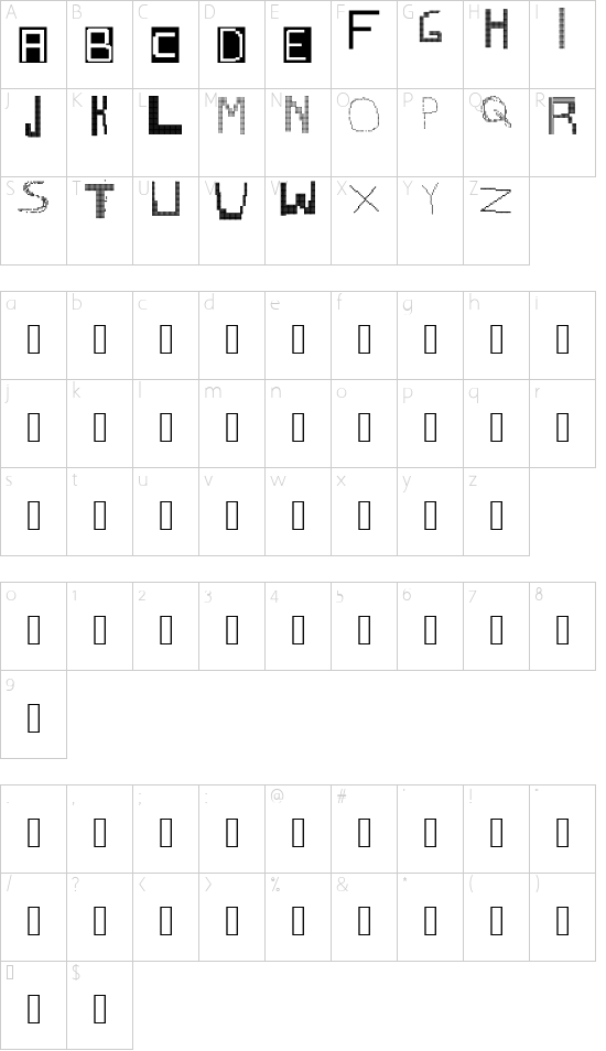 Anamagor Regular font character map
