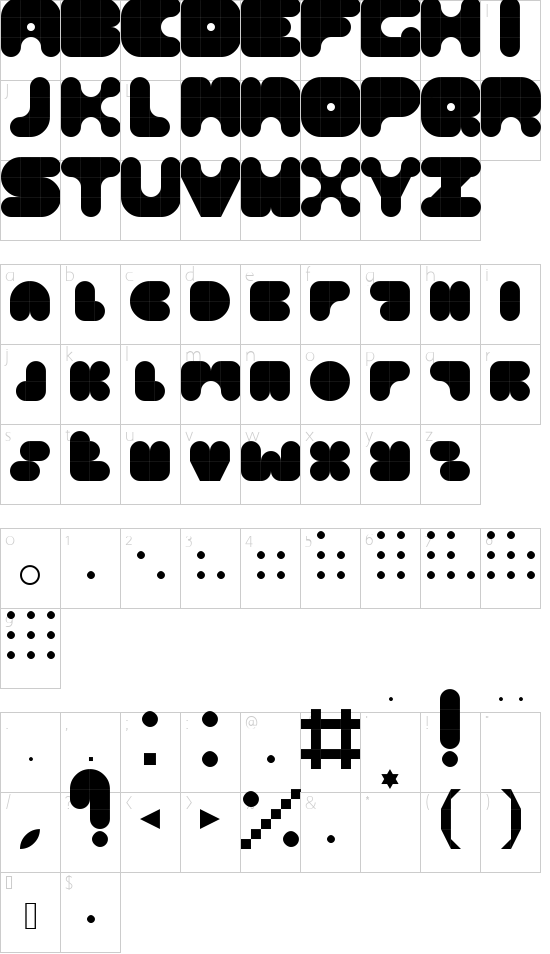 Blubberw Regular font character map