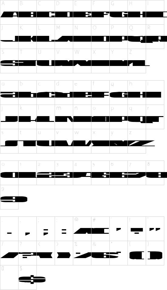 U.S.A. Expanded font character map