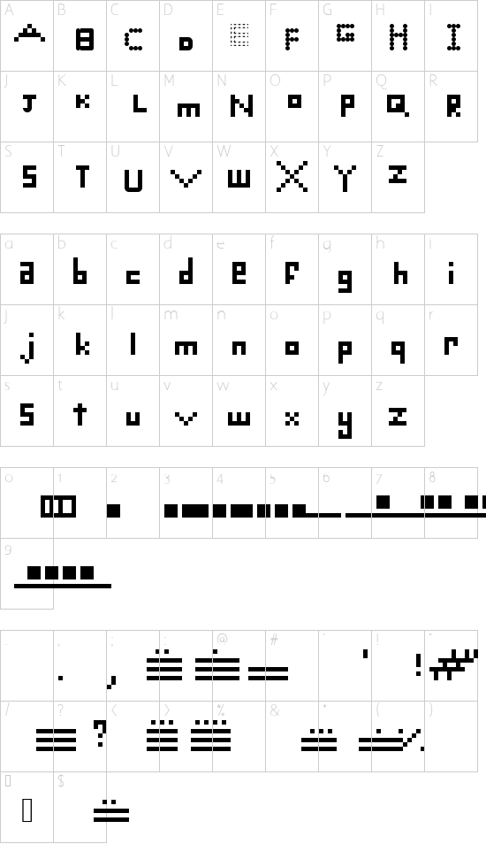 maya Regular font character map