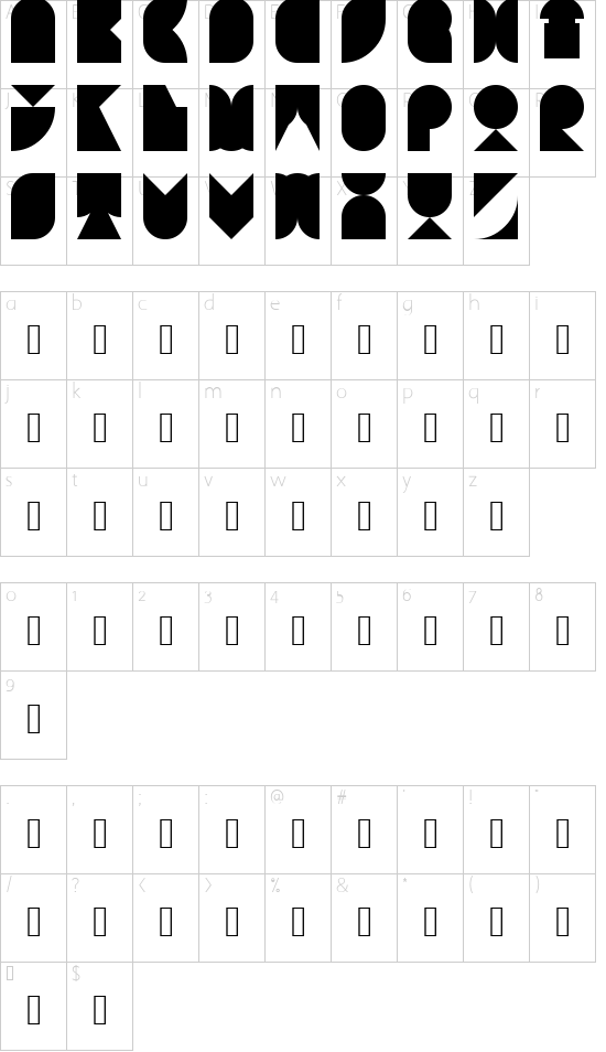 N.E. Neurofat Regular font character map