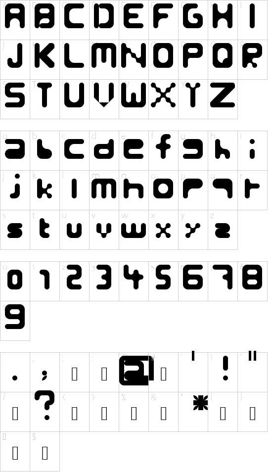 Round and Rare Regular font character map