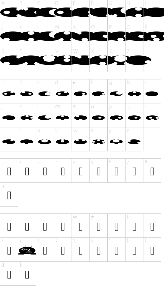 Ufo font character map