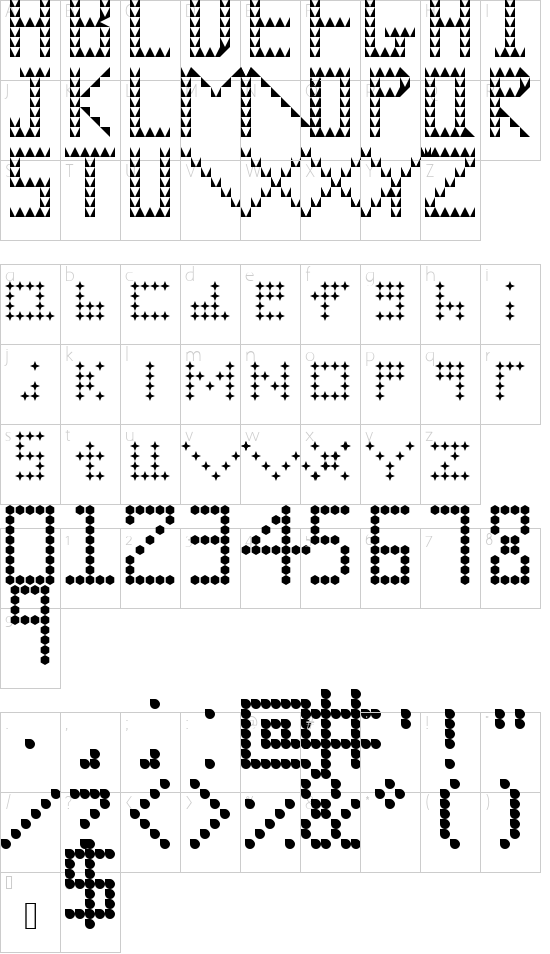 Whacky Regular font character map