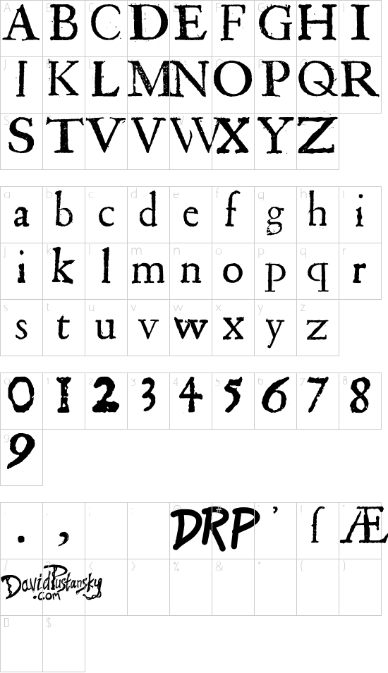 Shakespeare First Folio Font font character map