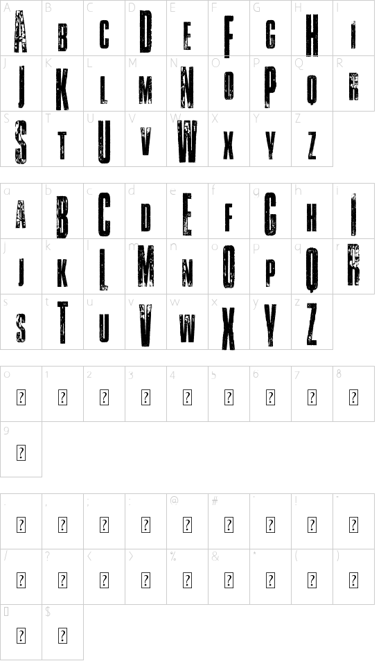 Vtks Classicuda 3 font character map